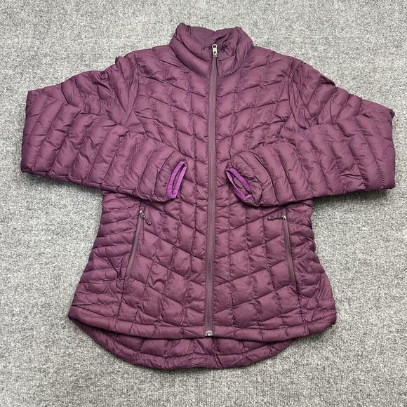 Marmot Jacket Womens Medium Purple Quilted Insulated Puffer Full Zip Thumbholes - Picture 1 of 11